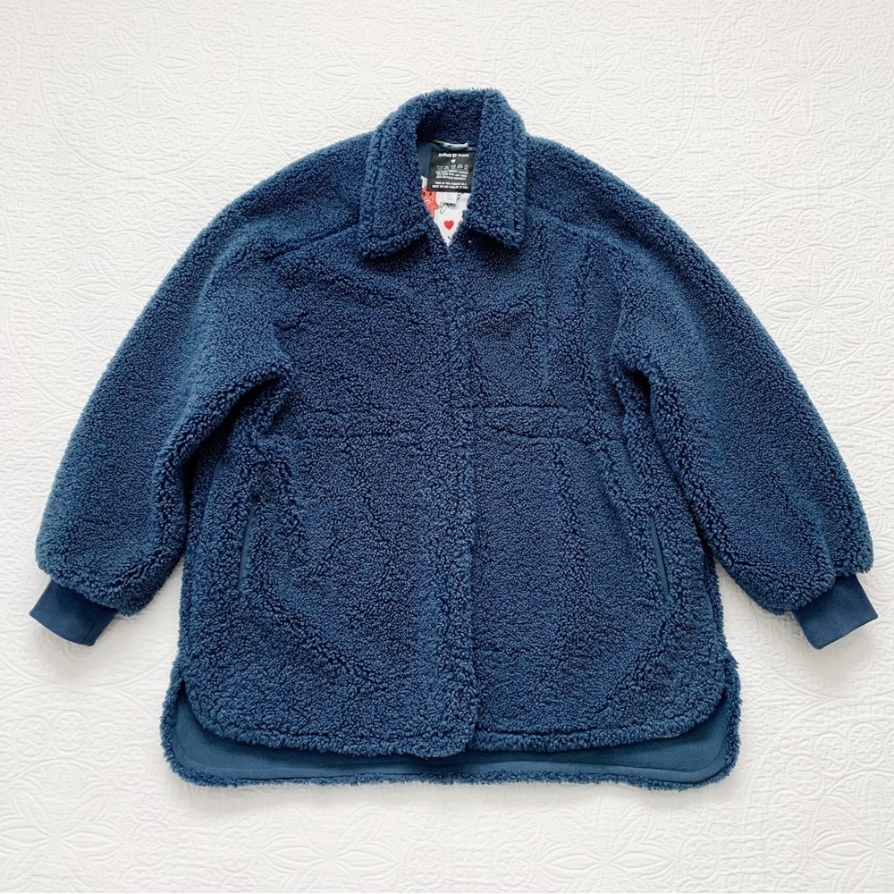 HOUSE‎ OF FLUFF 100% Recycled Shearling Shacket - French Blue